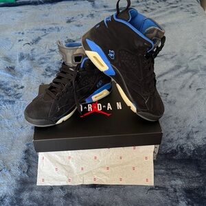Jordan Women’s Black and Blue High-Top Sneakers